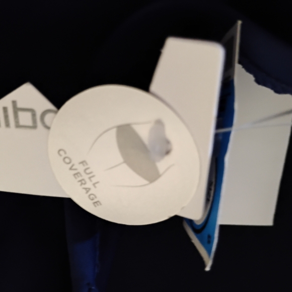 Liz Claiborne Swimsuit 22W NWT Navy Blue Criss-Cross Bust, strapless #13 - Picture 4 of 4